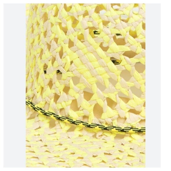 BP Floppy Sun Straw Floppy Hat Brim Almond- Yellow Iris Adjustable Strap NWT - Picture 12 of 12